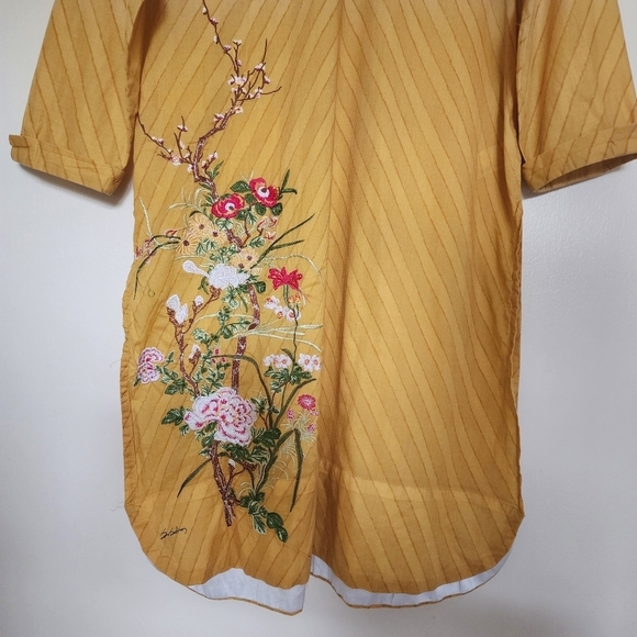 Sana Safinaz Ethnic Khaadi Kurta Kameez Tunic Yellow Floral Embroidered Size M - Picture 3 of 15